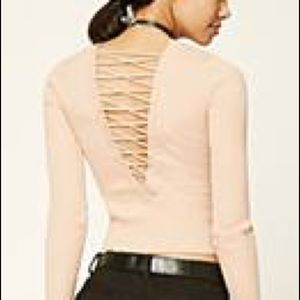 NWOT Forever 21 criss cross lace up sweater
